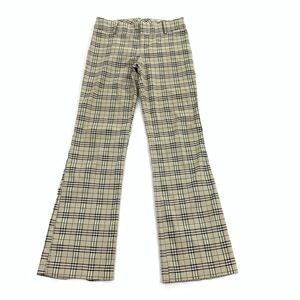 3B Plaid Print Boot Cut Trouser Dress Pants Size 7 Junior Womens Cream Black M